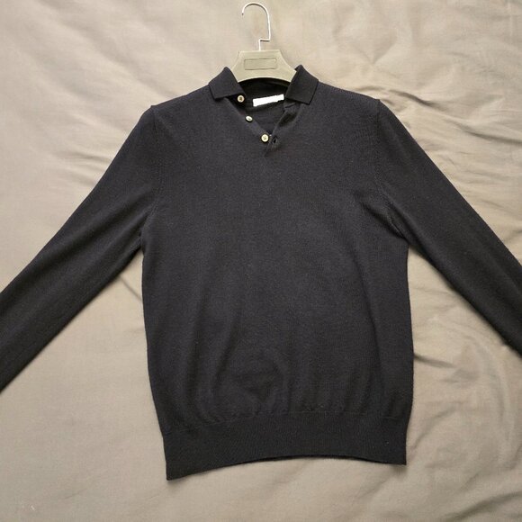 Suitsupply Merino Polo Sweater, Men's XS, Navy Merino Long Sleeve - Picture 1 of 5
